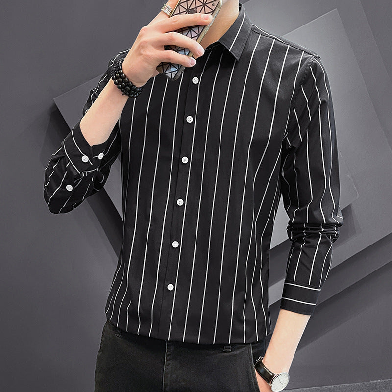 Herren Langarmhemd Streifen Modisch Elegant