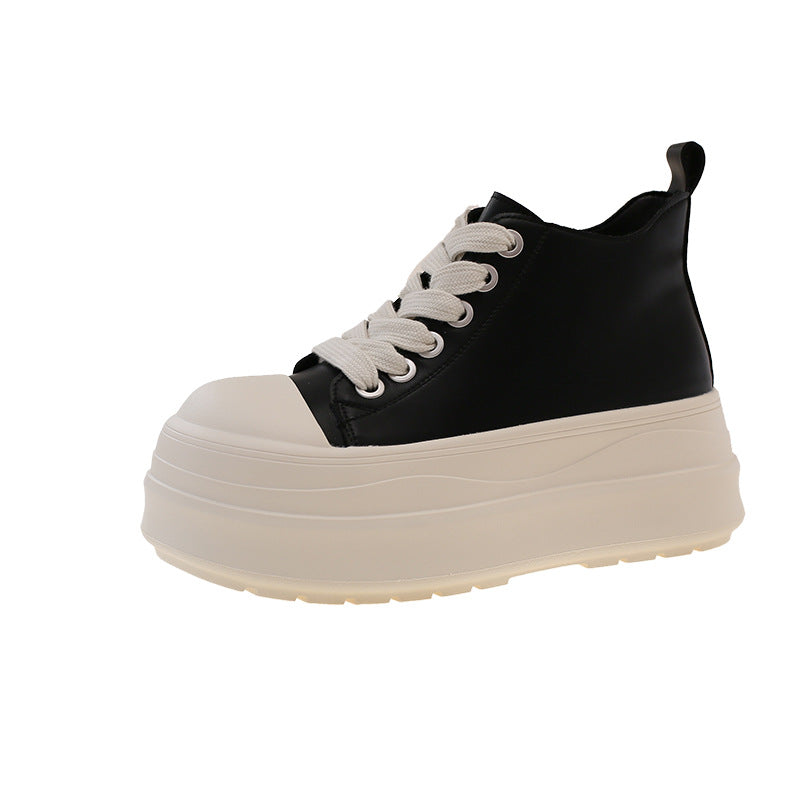 Damen Plateau Sneaker Hochschuh mit 3-farbiger Sohle Modisch