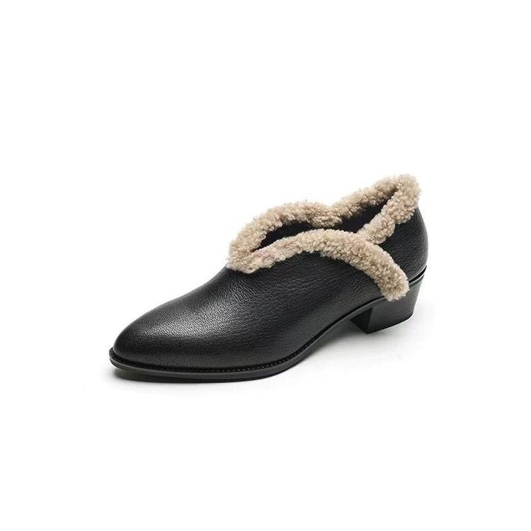 Damenstiefeletten Flauschig Komfortabel Blockabsatz Elegant