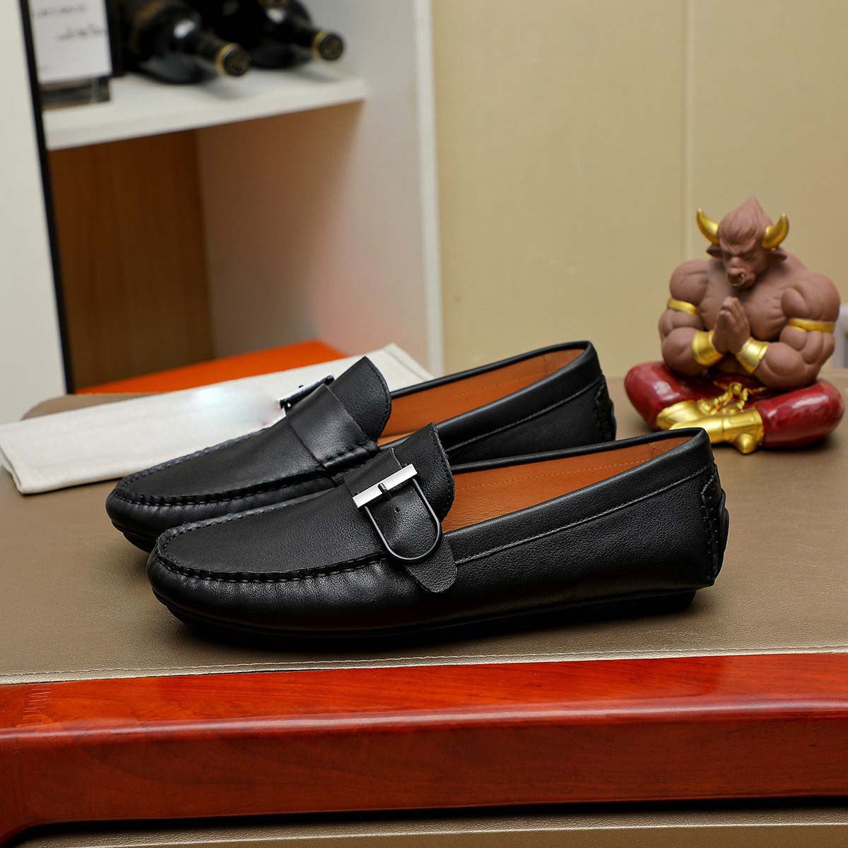 Herren Mokassin Leder Schuhe Schnalle Modern