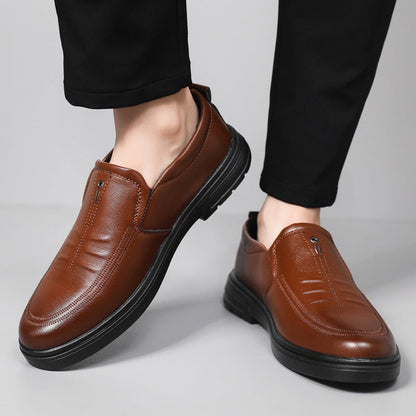 Herren Lederschuhe Bequem Slip-On Rutschfest Schwarz Modern