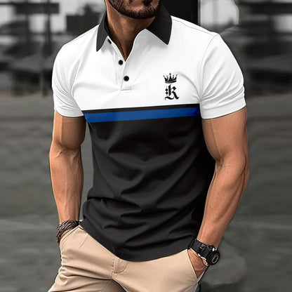 Herren T-Shirt Kurzarm Kontraststreifen Modern Sportlich