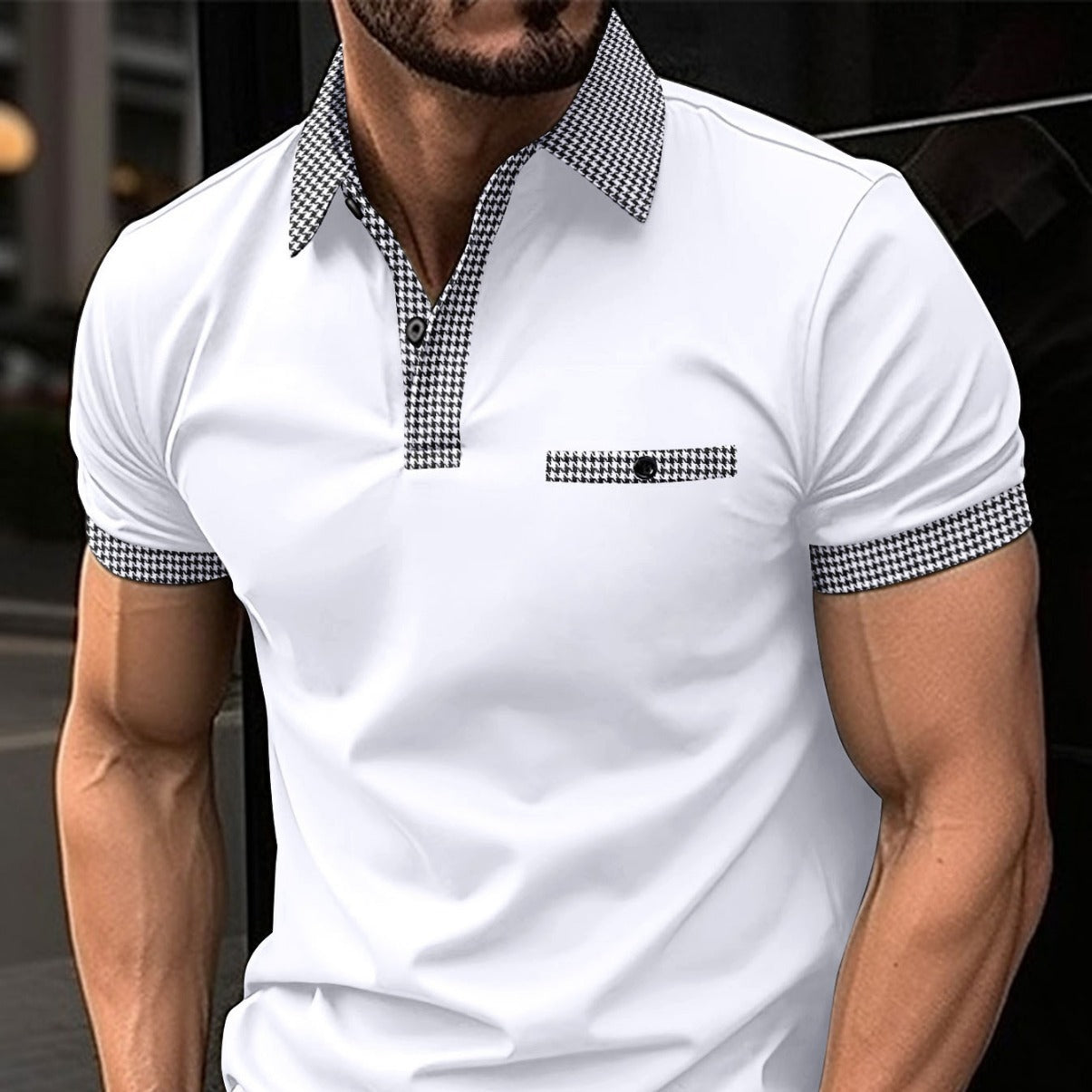 Herren Poloshirt Kariert Modern mit Brusttasche - BerlinGlamour