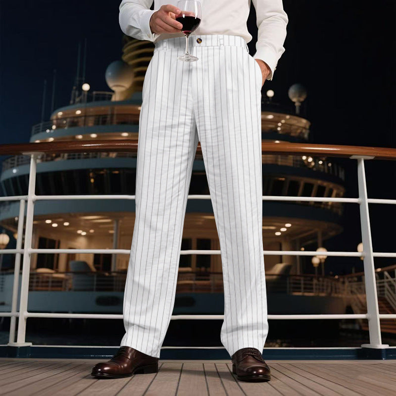 Herren Anzughose Slim Fit Streifen Modern