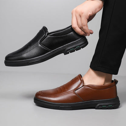 Herren Lederschuhe Bequem Slip-On Rutschfest Schwarz Modern