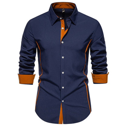 Herren Hemd Langarm Elegantes Business Hemd Mit Kontrastkragen