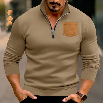 Herren Pullover Sportlich mit Kontrasttaschen Modern