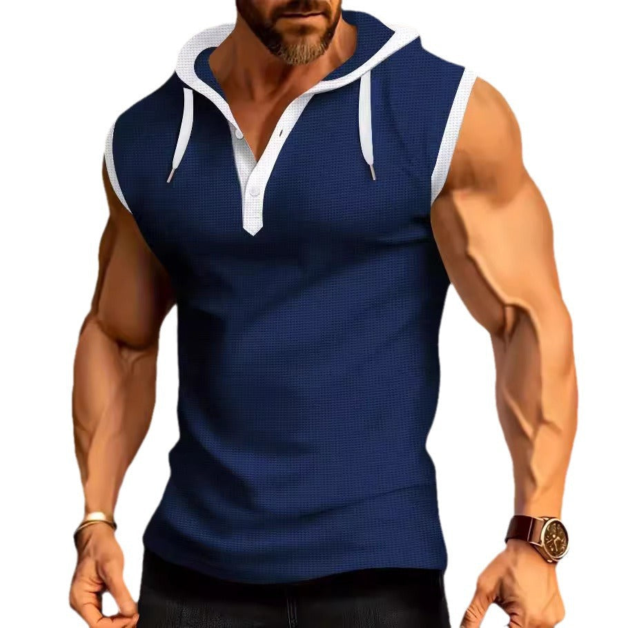 Herren Sportshirt Ärmellos Kapuzenpolo Modern