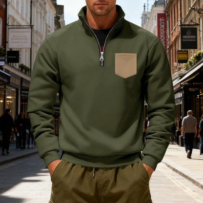Moderner Herren Sweatshirt mit Reißverschluss und Tasche