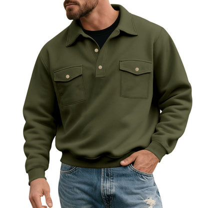 Herren Pullover Komfortabel mit Brusttasche Großzügig