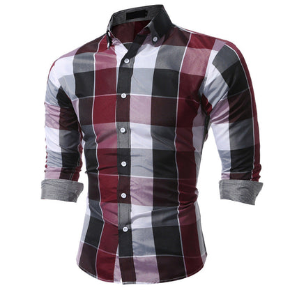 Herren Hemd Kariert Slim Fit Langarm Modern