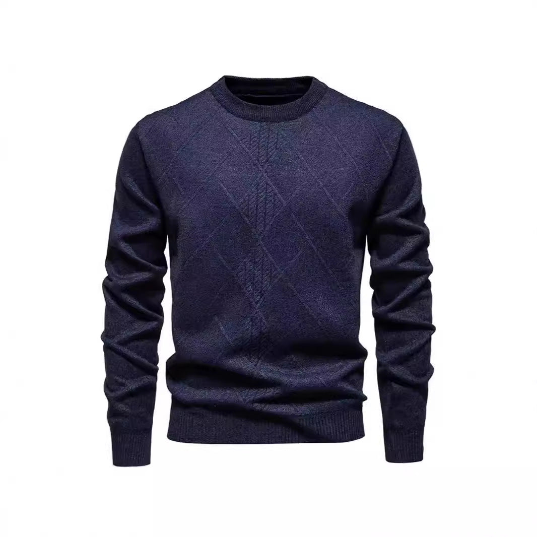 Herren Strickpullover Rundhals Klassisch Rautenmuster - BerlinGlamour