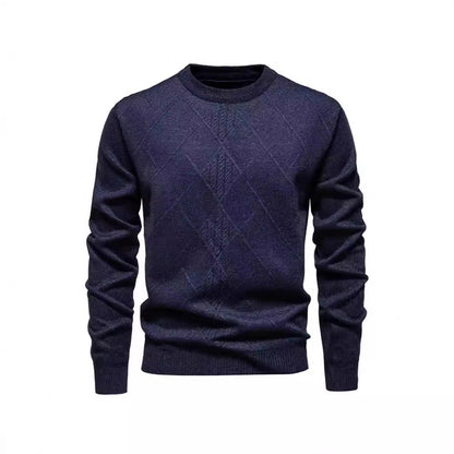 Herren Strickpullover Rundhals Klassisch Rautenmuster - BerlinGlamour