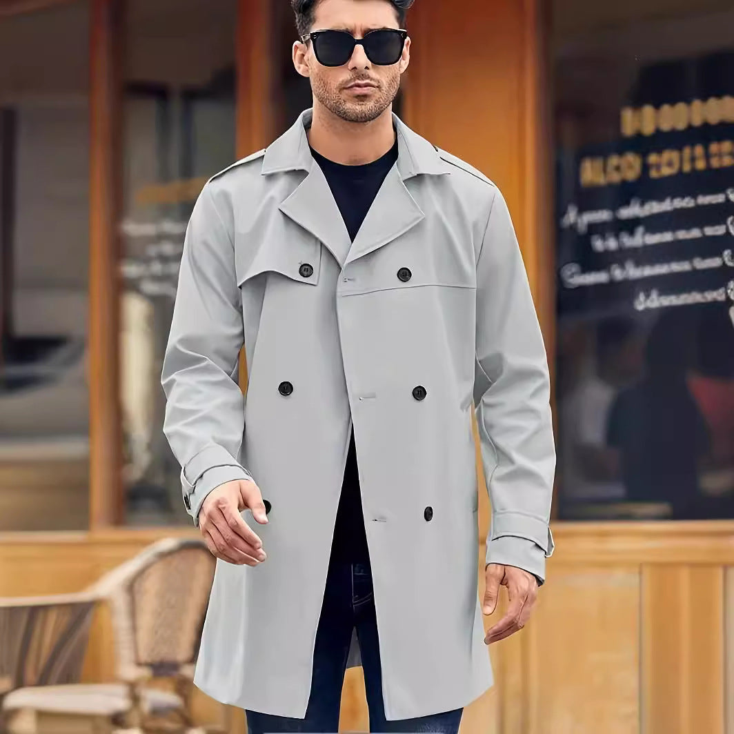 Herren Trenchcoat Eleganter Langmantel Mit Taschen - BerlinGlamour