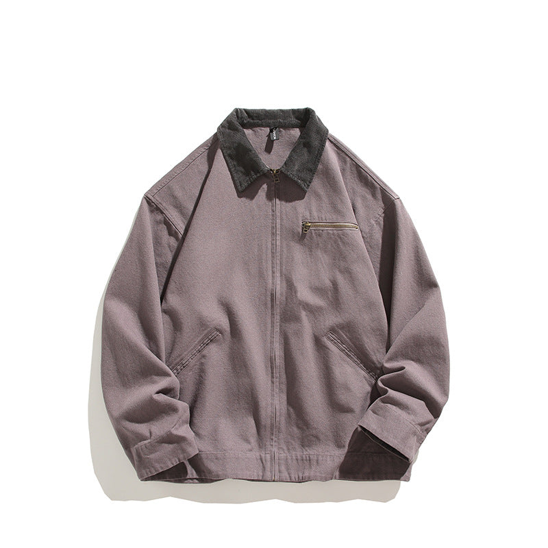 Herren Lederjacke Übergangsjacke Robust Mit Stehkragen