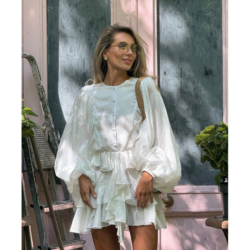 Damenkleid Rüschen Weite Ärmel Modern Berlin Style