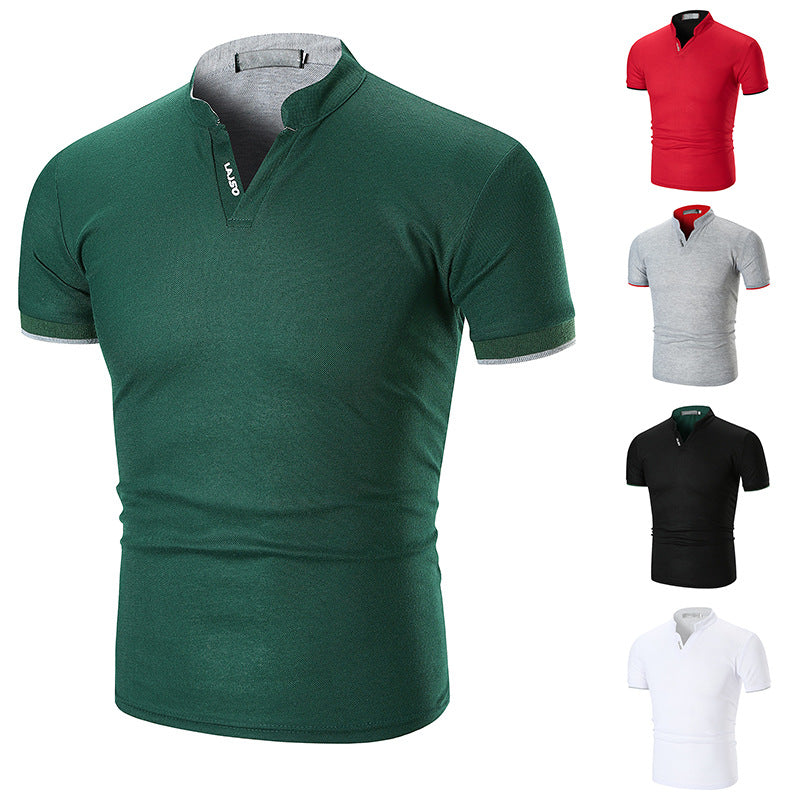 Herren Kurzarmhemd Modern Slim Fit Kontrast Kragen - BerlinGlamour
