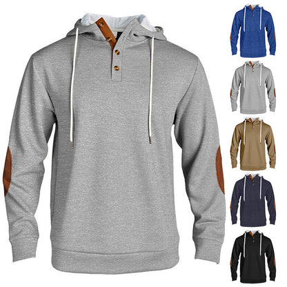 Herren Kapuzenpullover Modern mit Knöpfen und Verstärkung