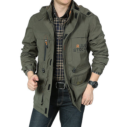 Herren Outdoor-Jacke mit Kapuze und Taschen Wasserabweisend