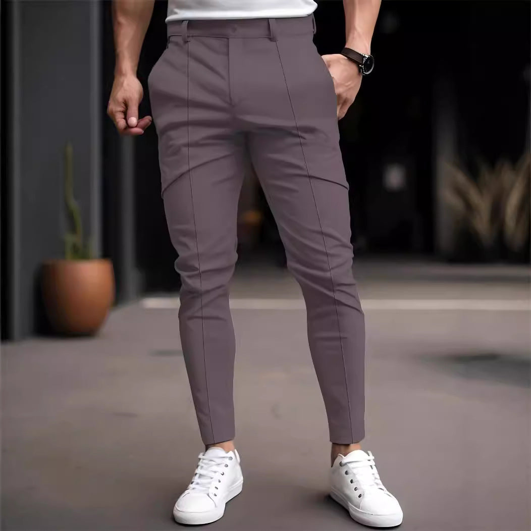 Herren Slim Fit Chino Hose Elastisch Vieltaschig Modern