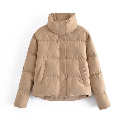 Damen Winterjacke Steppjacke Hochkragen Mit Taschen