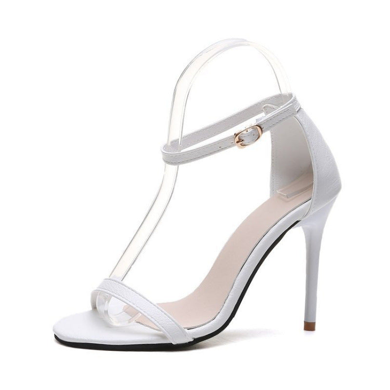 Damen High Heel Sandaletten mit transparenten Riemen und Absatz
