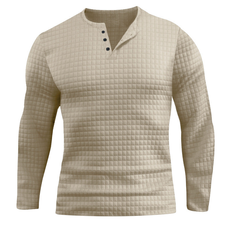 Herren Langarmshirt Modern mit Knopfverschluss und Struktur
