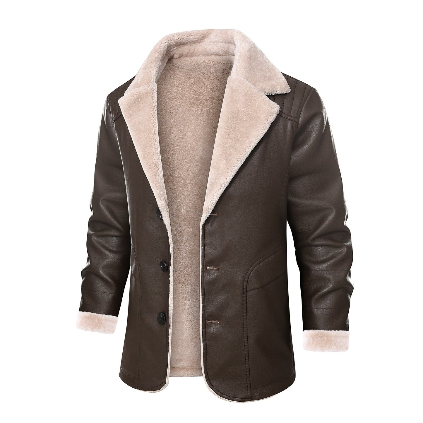 Herren Lederjacke Warm Elegant Mit Innenfutter