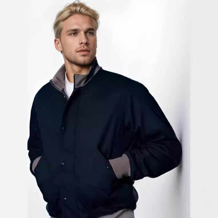 Herren Ledermantel Übergangsjacke Hochkragen Elegante