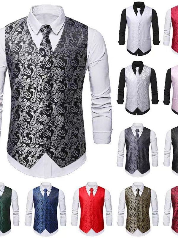 Herren Anzugset Weste SlimFit mit Krawatte und Einstecktuch Modern - BerlinGlamour