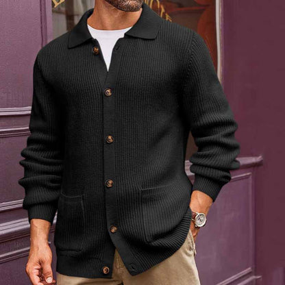 Herren Strickjacke Großrippig Mit Taschen Winter