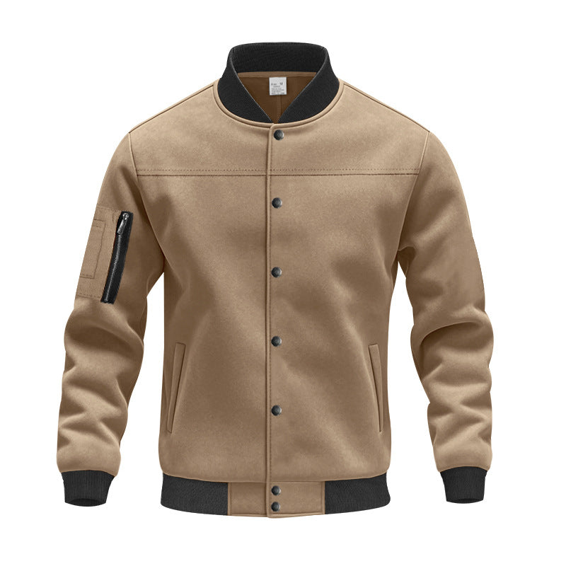 Herren Collegejacke Modern mit Taschen Grau Casual
