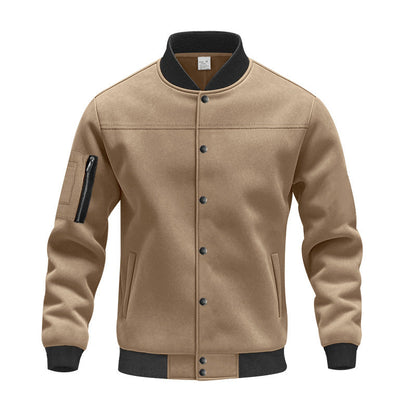 Herren Collegejacke Modern mit Taschen Grau Casual