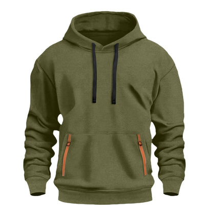 Herren Kapuzenpullover Warm mit Reißverschlusstaschen Modern