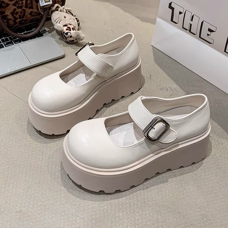 Damen Plattform Schuhe Mit Riemen Und Schnalle