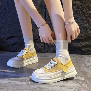 Damen Sneaker Plateau atmungsaktiv mit elastischem Riemen
