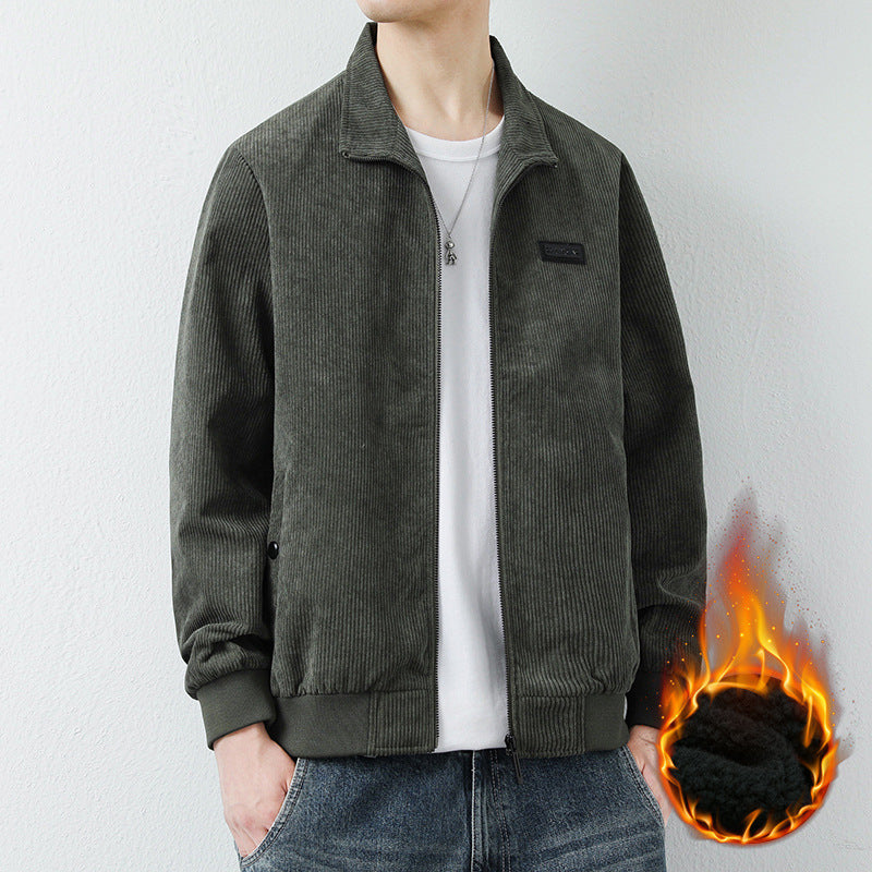 Herren Cordjacke Hochkragen Praktisch Mit Taschen