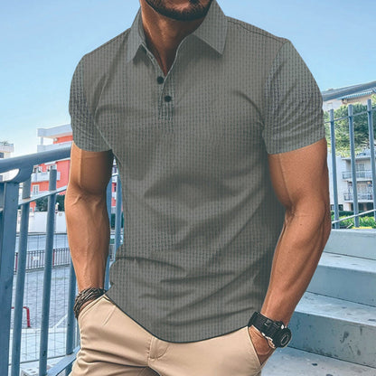 Herren T-Shirt Kurzarm Modern mit Knöpfen und Struktur