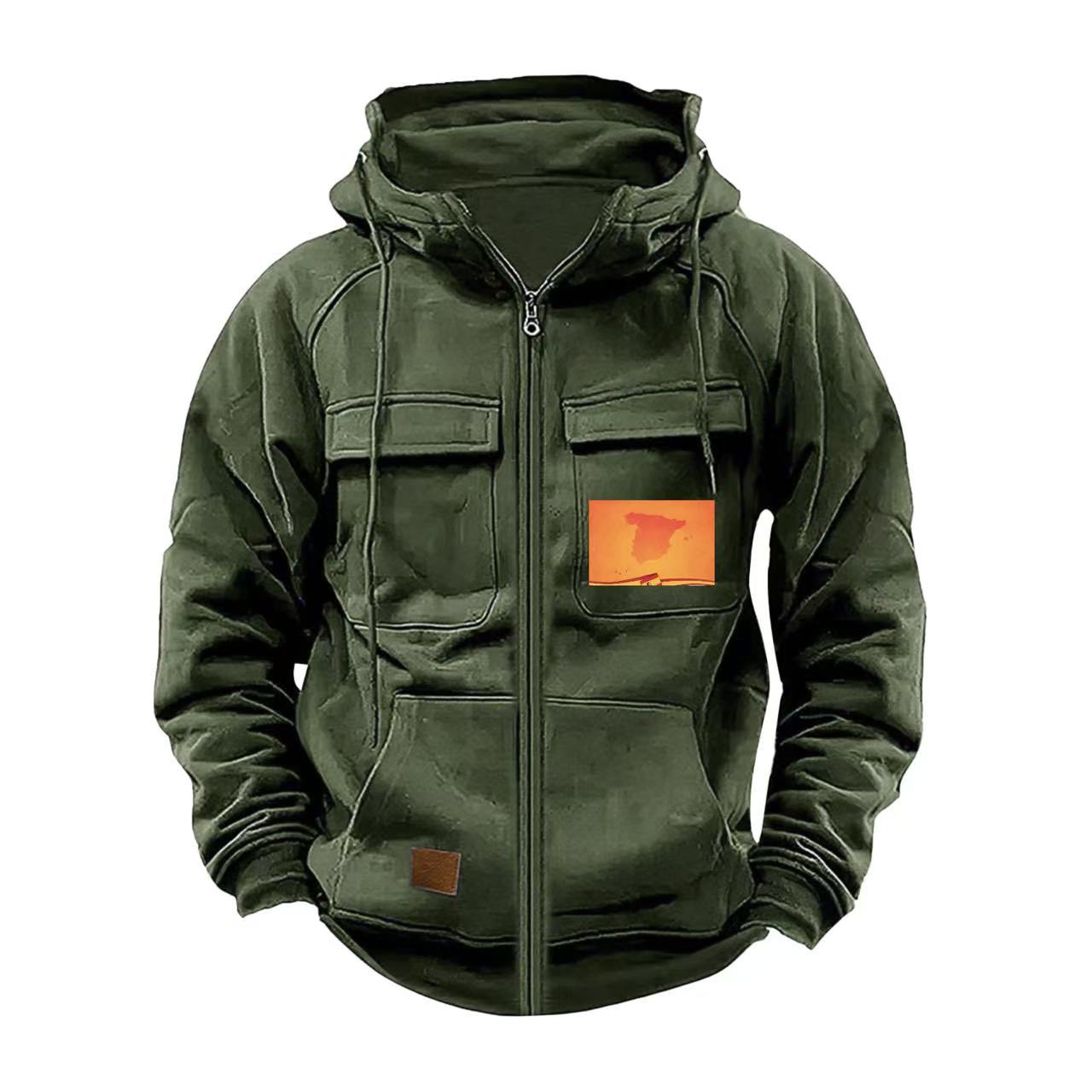 Herren Kapuzenjacke Multifunktionsjacke Praktisch Mit Taschen
