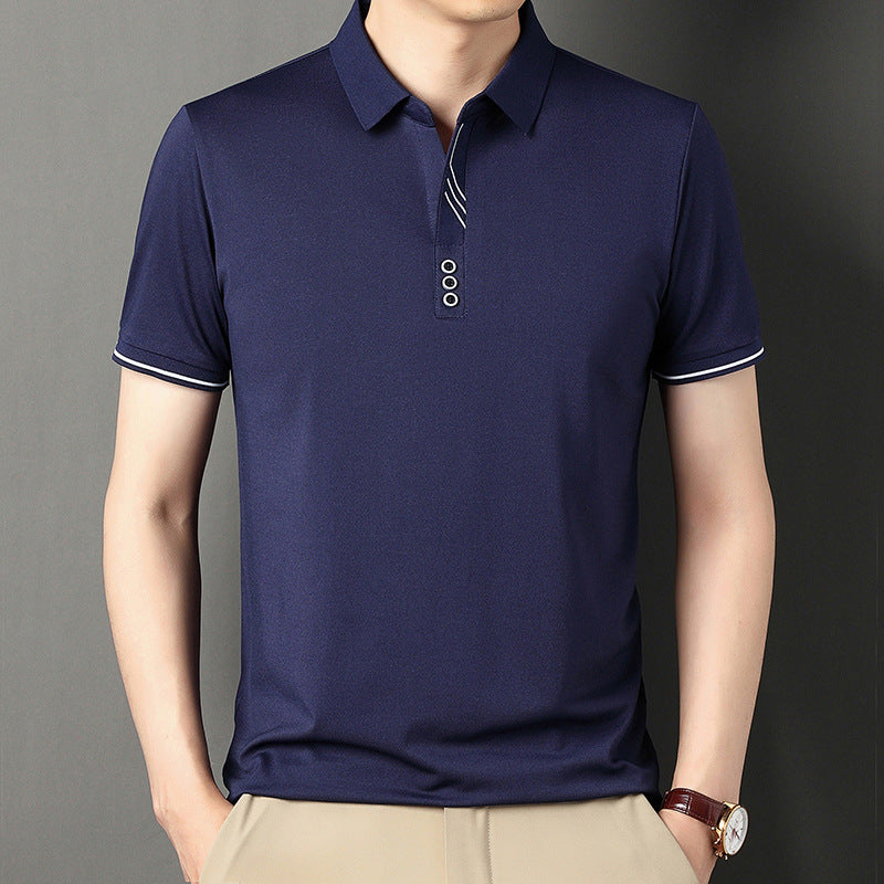 Herren Polohemd Modern Knopfleiste Kontrastdetails