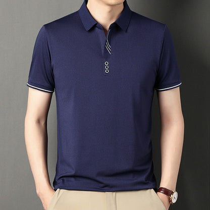 Herren Polohemd Modern Knopfleiste Kontrastdetails