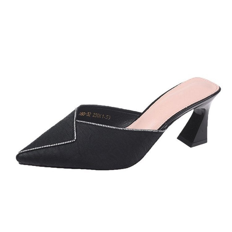 Damen Mules Spitze Schuhe Glanz Schick