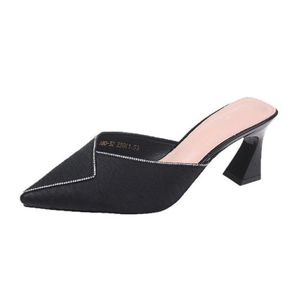 Damen Mules Spitze Schuhe Glanz Schick