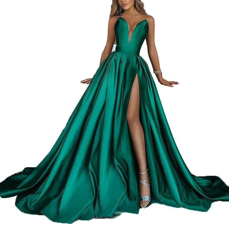 Elegantes Hochzeitskleid V-Ausschnitt Lang