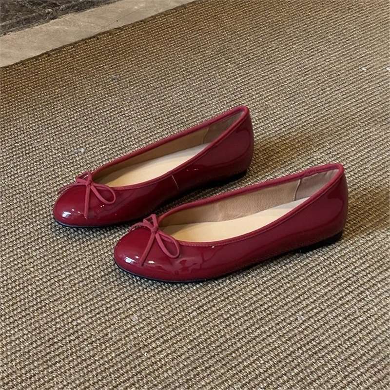 Damen Ballerinas Glänzend Strukturiert Mode Schuhe