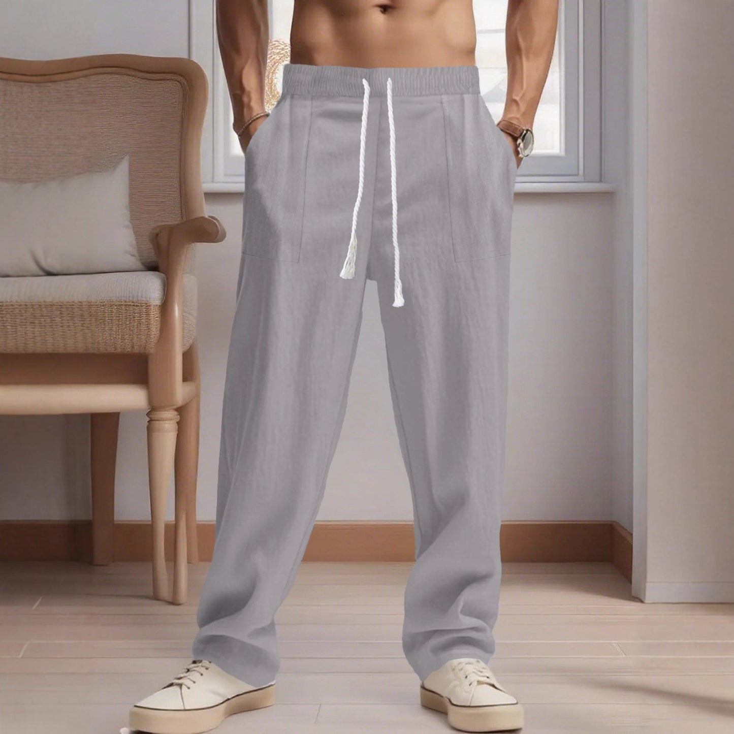 Bequeme Leinenhose Herren Elastisch Mit Taschen Sommer - BerlinGlamour