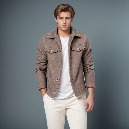 Herren Boucle-Jacke Modern Trendig Winter - BerlinGlamour