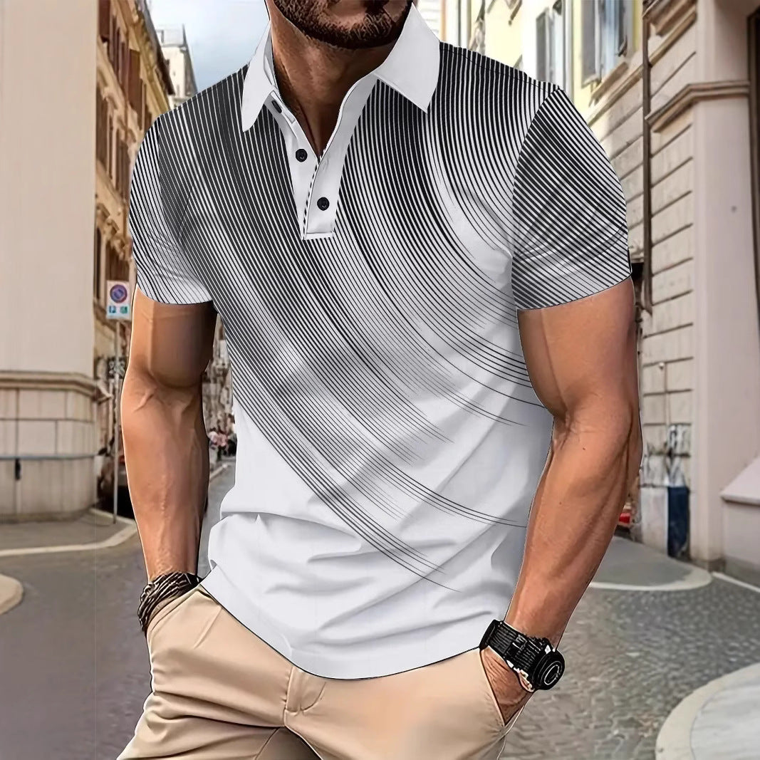 Herren Poloshirt Streifenmuster atmungsaktiv Modern