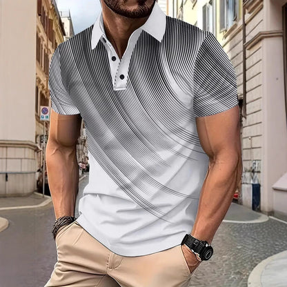 Herren Poloshirt Streifenmuster atmungsaktiv Modern