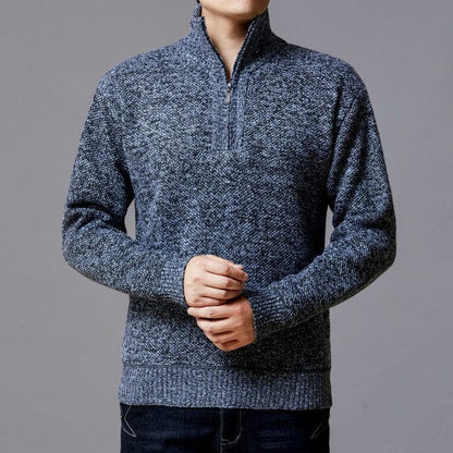 Herren Strickpullover Moderner Stehkragen Grobstrick Optik